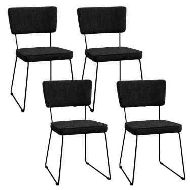 Imagem de Kit 4 Cadeiras Estofada Para Sala De Jantar Base Aço Chumbo