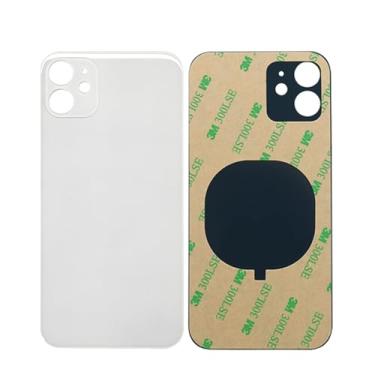 Imagem de Tampa de vidro de substituição de bateria para iPhone 11 capa traseira de substituição para iPhone 11 2 em 1 capa traseira de vidro com furo grande 1 peça/lote (branco)