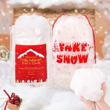 Imagem de Decoração de Natal de neve falsa 520 g/18,3 oz Neve artificial fofa para mesa de manto faça você mesmo, apresentações de árvore de Natal para presépio de aldeia, presépio, neve e nuvens de algodão