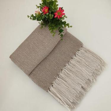 Imagem de Manta para Sofa Grande, Manta de Sofa Luxo Grossa RúStica,180x120cm Decoração Sofa Cama Posta，Um Produto Essencial para o Lar(Bege com crú)
