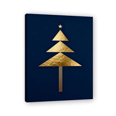 Imagem de Moldura interna. Pintura de Natal glamorosa minimalista, arte geométrica dourada, decoração de Natal moderna emoldurada para parede da sala de estar. A16. 60 x 80 cm - 23,7 x 31,5 pol