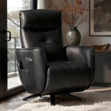 Imagem de Poltrona de Massagem Reclinável Elétrica com Aquecimento Bravinni L07 Couríssimo Preto - Lyam Decor