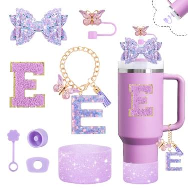 Imagem de Conjunto de acessórios de copo brilhante para copo Stanley Cup 850 g 1,134 g com alça, incluindo decoração de arco de palha, capa de cobertura de palha, bota, rolhas à prova de derramamento, pingentes