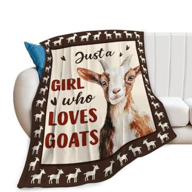 Imagem de Cobertor de cabra, cobertor Just A Girl Who Loves Goats, presentes de cabra, pelúcia de flanela de lã para mulheres, homens, meninos, meninas, adultos, roupa de cama macia para sofá-cama, escritório