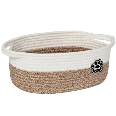 Imagem de WILLITAT Cesta de brinquedo para cães pequenos, corda de algodão macio para cães e gatos, cesta de armazenamento de tecido para berçário de sala de estar, cesta de presente vazia, caixa de