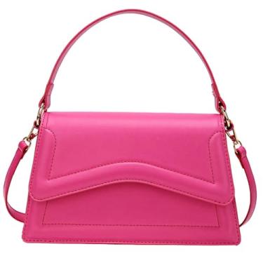 Imagem de LUMINFLY Bolsa feminina quadrada pequena rosa estilosa de couro PU com alça de ombro removível