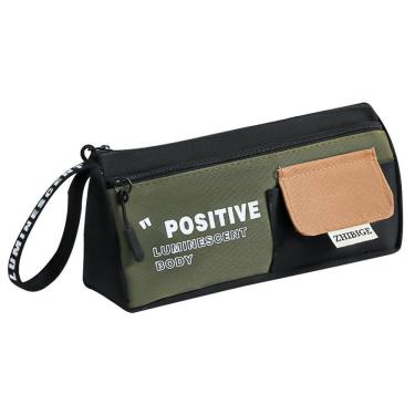 Imagem de Estojo de lápis de grande capacidade com design de texto positivo de camada dupla