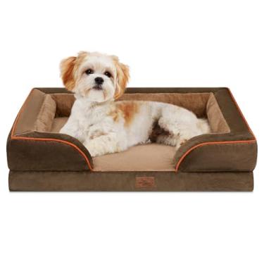 Imagem de Comfort Expression Cama para cães pequenos, impermeável, com espuma ortopédica, sofá-cama confortável para animais de estimação com capa removível lavável e fundo antiderrapante (P, marrom)