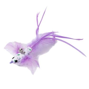 Imagem de Luzhengyang Recargas de varinha Feather Cat Teaser – Cabeças inspiradas em pássaros naturais, acessórios de brinquedo de gato para brincadeiras interativas (pacote com 5) (Purple Flame Luan Bird Re)