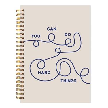 Imagem de LADOCK Caderno inspirador You Can Do Hard Things, diário de saúde mental, diário de afirmação positiva para mulheres adolescentes, material de escritório de terapia, caderno espiral motivacional 14 x