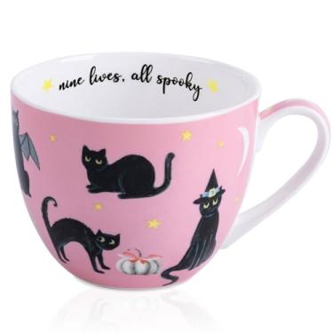 Imagem de MFoffice Canecas de Halloween - Caneca de café de gato preto de 590 ml com abóbora, presentes de Halloween assustadores fofos para amigos e família, projetado na Inglaterra por Harvest Green Studio