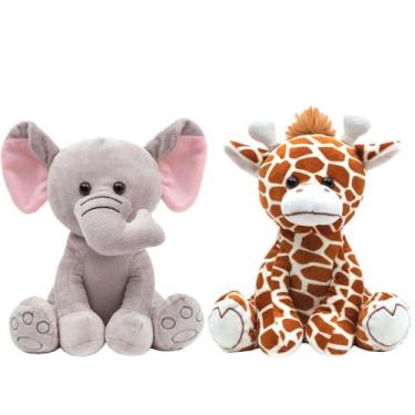 Imagem de Kit Pelúcias Baby Meu Elefantinho e Girafinha Original Buba, Kit Pelúc