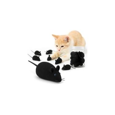 Imagem de Ratinho Sonoro de Vinil para Gatos, 50 Unidades, Brinquedo Interativo, 3x6cm, Som Realista, Estimula Instinto de Caça