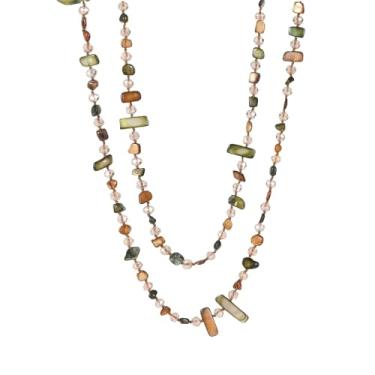 Imagem de NOVYRA Colar longo com contas irregulares coloridas, boêmias, contas de cristal, vintage, suéter de camada dupla, bijuteria para mulheres, adjustable, Metal, Sem Pedra Preciosa