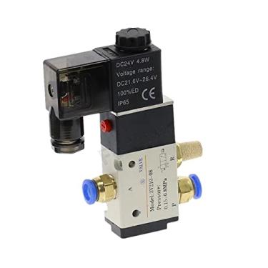 Imagem de Acessórios pneumáticos 3 vias 2 posições válvula solenoide de controle direcional de ar 3V210-08 DC12V DC24V AC110V AC220V silenciador 1 peça (conexões de 12 mm, CC 24V)