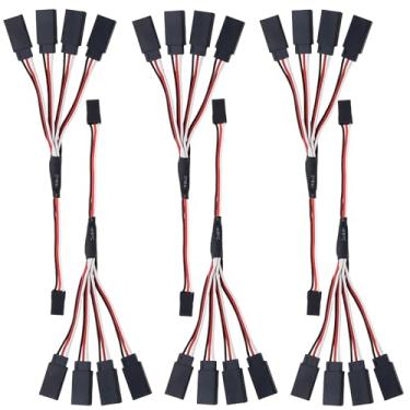 Imagem de DiGiYes 6Pcs 3 Pin JST Plug Splitters Servo Cord Wire, 15cm Male to 4 Female Y Harness Connector Servo Extension Cable Fit for Futaba JR RC Car or Airplanes