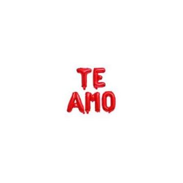 Imagem de Balão Metalizado Decorativo para Namoro, Noivado e Casamento, 40cm, Vermelho com Mensagem Te Amo