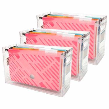 Imagem de 3 Organizador De Pastas Suspensas Dellocolor Caixa Arquivo