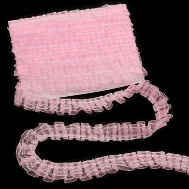 Imagem de Acabamento plissado com babados rosa, fita plissada de 2 camadas de 2,5 x 1,5 m, fita decorativa para embrulho de presente, decorações de casamento, suprimentos de festa, laços de cabelo, artesanato