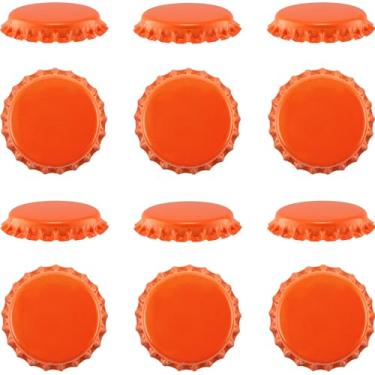 Imagem de Garrafas de cerveja coloridas Pry-Off Caps, absorção de oxigênio, Kombucha/Homebrew, padrão dos EUA de 26 mm, selo da coroa/cortiça, sem PVC, pacote com 12 (laranja)