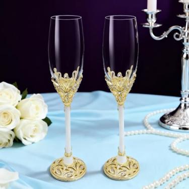 Imagem de Jozen Gift Taças de champanhe prateadas - taças de brinde de casamento para ele e ela, celebrações de noivado, chá de panela e ideia de registro, presentes para presentes de noiva e noivo, 200 ml