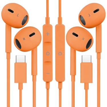 Imagem de 2 unidades de fones de ouvido USB C para iPhone 16/15 fones de ouvido de telefone com microfone e controle de volume HiFi estéreo tipo C para Galaxy S23/S22/S21/S20/Ultra Note 10/20, para Pixel 7/6/6a