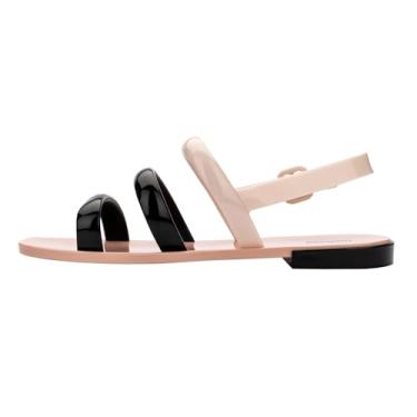 Imagem de Melissa Sandália feminina Essential Wave – Sandália Bubble Jelly, sandálias de verão para mulheres, tira ajustável no tornozelo, geleias adultas, Bege/preto, 38
