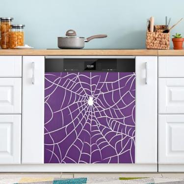 Imagem de ATTX Capa magnética de teia de aranha de Halloween, 58 cm C x 66 cm A decoração da capa frontal da máquina de lavar louça, decalques de armário doméstico e eletrodomésticos adesivos #100