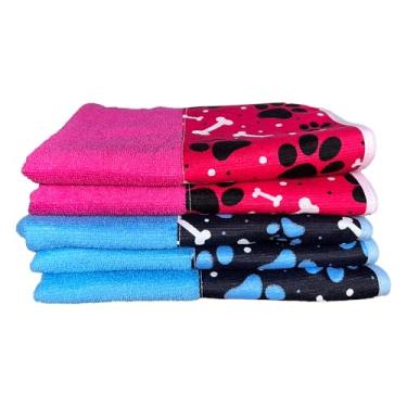 Imagem de Kit 5 PçsToalha de Banho Pet Splash Alta Absorção Seca Rápido 3 Azul + 2 Pink