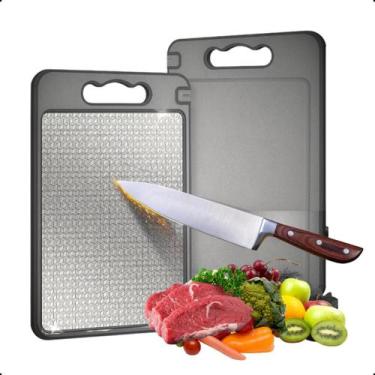 Imagem de Tábua De Corte Higiênica Antibacteriana Corte Dupla Face Aço Inox Livr