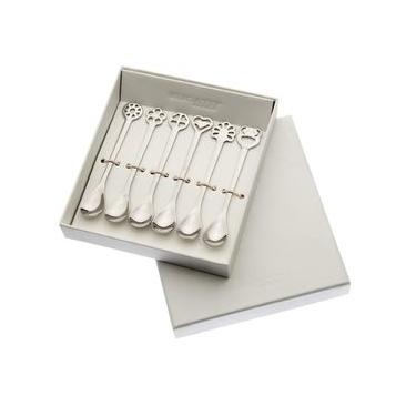 Imagem de Conjunto de 6 Colheres Café Chá Prata da Sorte Kiss Bugatti