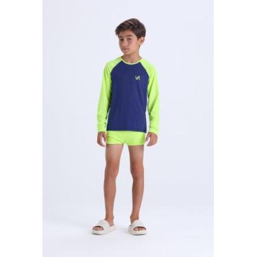 Imagem de Conjunto Moda Praia Infantil Masculino Raglan - VIDA COSTEIRA, 8, Neon