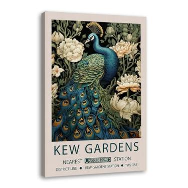 Imagem de William Morris Flower Birds Pavão Poster Kew Gardens Impressão em Tela Pintura Floral Arte de Parede Impressões Botânicas Sala de Estar Decoração de Casa (SKU3,12 x 40,6 cm = (30 x 40 cm), Emoldurado