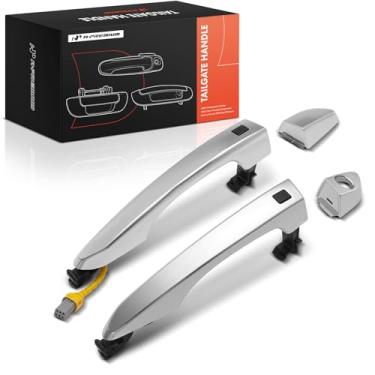 Imagem de A-Premium Maçaneta de porta adequada para Hyundai Tucson 2016-2021, cromada, dianteira esquerda e direita, com sistema de entrada de chave inteligente, com tampa, um conjunto de 2