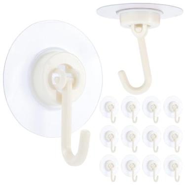 Imagem de WADORN 16 ganchos adesivos de teto, ganchos de parede adesivos removíveis sem broca, rotação de 360° para pendurar plantas pequenas, luzes de porta, sinos de vento, lanterna, chuveiro, banheiro