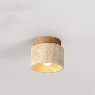 Imagem de Luminária de teto moderna em pedra travertino para quarto, corredor, hall de entrada, escada, decoração de iluminação interna.