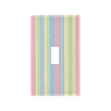 Imagem de Wassud Riscas verticais e pontos de luz placa decorativa para tomada de tomada placa de parede para tomadas elétricas interruptor único 4,53 x 2,76 polegadas