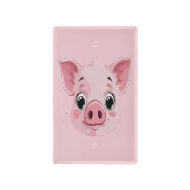 Imagem de Wassud Placa de cobertura de interruptor de luz, interruptor único, capas de parede, placa de parede, porco fofo, decorativo, decoração de casa, sala de estar, quarto, decoração