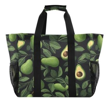 Imagem de Wassud Sacolas de compras reutilizáveis com estampa de abacate grande bolsa organizadora de lona impermeável para praia, piquenique, lavanderia, viagem