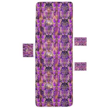 Imagem de STAYTOP Capa de toalha de cadeira de descanso, linda capa de espreguiçadeira macia de borboleta estilo mandala, capas de cadeira de praia com bolsos para jardim ao ar livre, pátio, pátio, banhos de