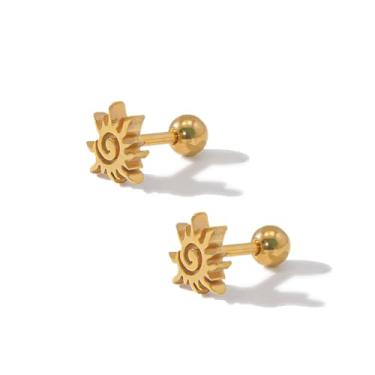 Imagem de Brincos de orelha em espiral unissex Cyan Birdee com estrela de esqueleto curvo/gancho curvado para o corpo pequeno 1 pç / 5 peças de aço cirúrgico 316l moderno para todos os piercings corporais., Aço