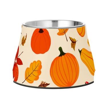 Imagem de Burbuja Tigela de ração de aço inoxidável para cães Autumn Pumpkins para comida e água, antiderrapante para cães médios e gatos, 590 ml