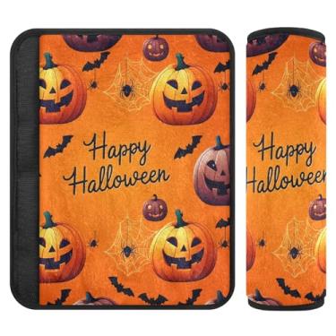 Imagem de Burbuja Capa para cinto de segurança de carro Halloween Pumpkins Protetor de cinto de segurança de carro macio confortável para alça de ombro de assento, 1 par médio