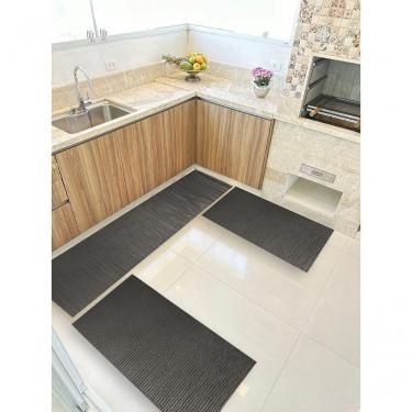 Imagem de Kit 3 Peças Jogo Cozinha Passadeira Emborrachada Não Derrapa Grafite