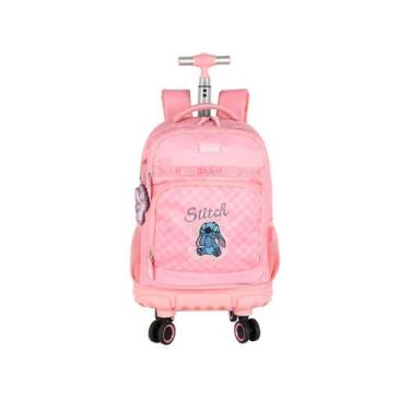 Imagem de Mochila Stitch Rodinhas Escolar Meninas Kids Passeio Disney, Rosa