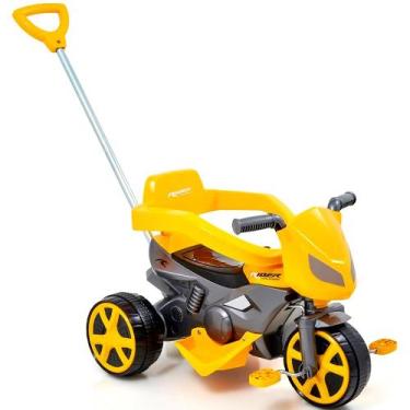 Imagem de Triciclo Infantil com Alça Direcional e Protetor Removível Amarela - U