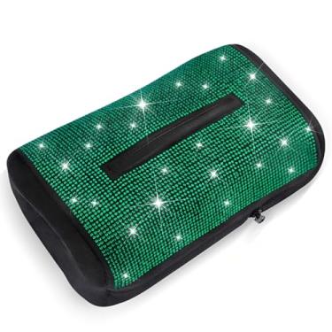 Imagem de Porta-lenços de carro Bling Diamond, capa de caixa de lenços, armazenamento de caixa de lenços de tamanho pequeno no carro serve para 100-150 lenços de tamanho normal, adequado para lenços de 20 x