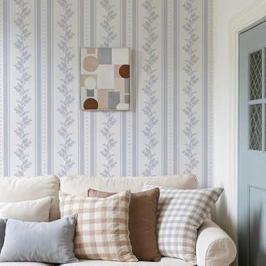 Imagem de Cabbrix Papel de parede vintage descasque e cole papel de parede floral 43 cm x 1000 cm Boho neutro papel de parede vinil impermeável autoadesivo para decoração de armário de quarto