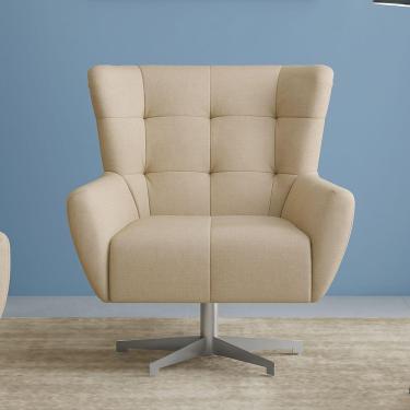 Imagem de Poltrona Lorena Base Giratória Em Alumínio - élpis Móveis Bege