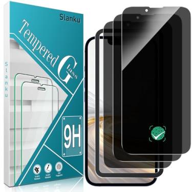 Imagem de Slanku [Pacote com 3 protetores de tela de privacidade para iPhone 13 Pro com moldura de instalação, antiespião, vidro temperado privado, cobertura total, compatível com capas